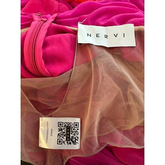 NERVI Maria Clara Feather Dress in Fuchsia 36 New Womens Long Maxi Heart Gown - Picture 11 of 16
